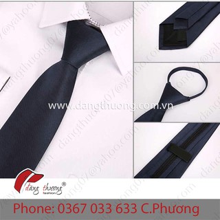 Cà vạt caravat thắt sẵn dây kéo màu xanh đen/ tím than cho nhân viên bảo vệ, văn phòng