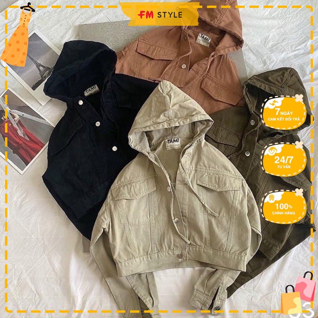 Áo khoác kaki nữ FM Style hai túi nắp TAMI cá tính năng động thời trang I Fm Style Online 220307008