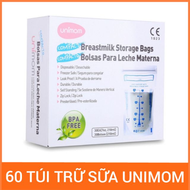 Hộp 60 túi trữ sữa UNIMOM dung tích 250ml Hàn Quốc