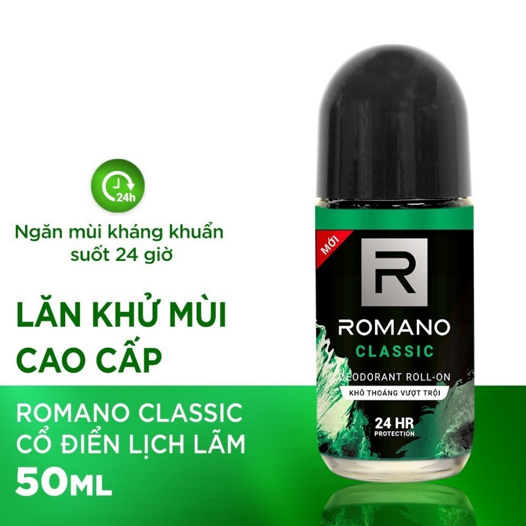 Lăn Khử Mùi ROMANO Hương Nước Hoa 50ml
