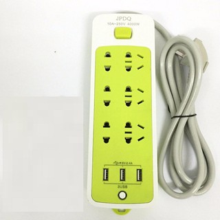 [RẺ VÔ ĐỊCH] Ổ cắm điện 6 ổ và 3 cổng USB ( Màu xanh lá)