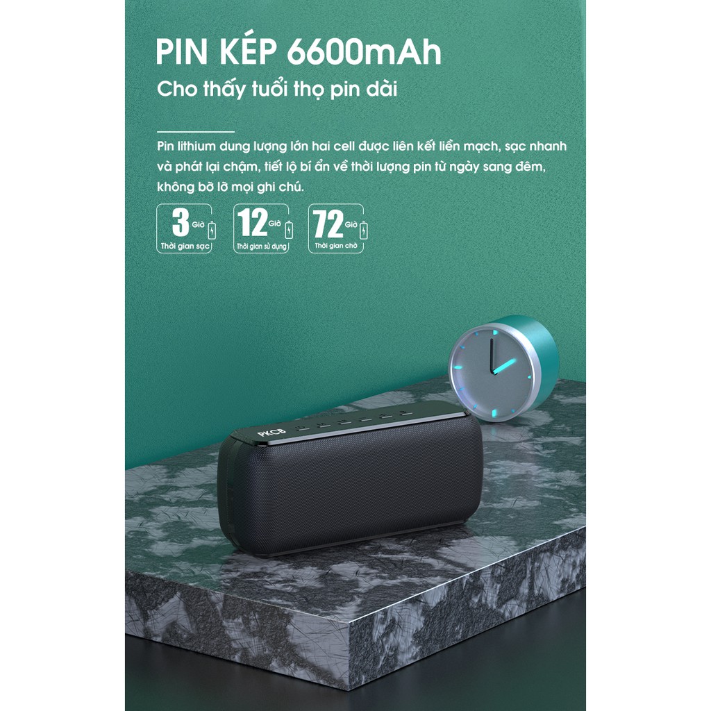 Loa bluetooth PKCB92 không dây 60W IPX5 sạc nhanh Type C Chip DSP - Hàng chính hãng