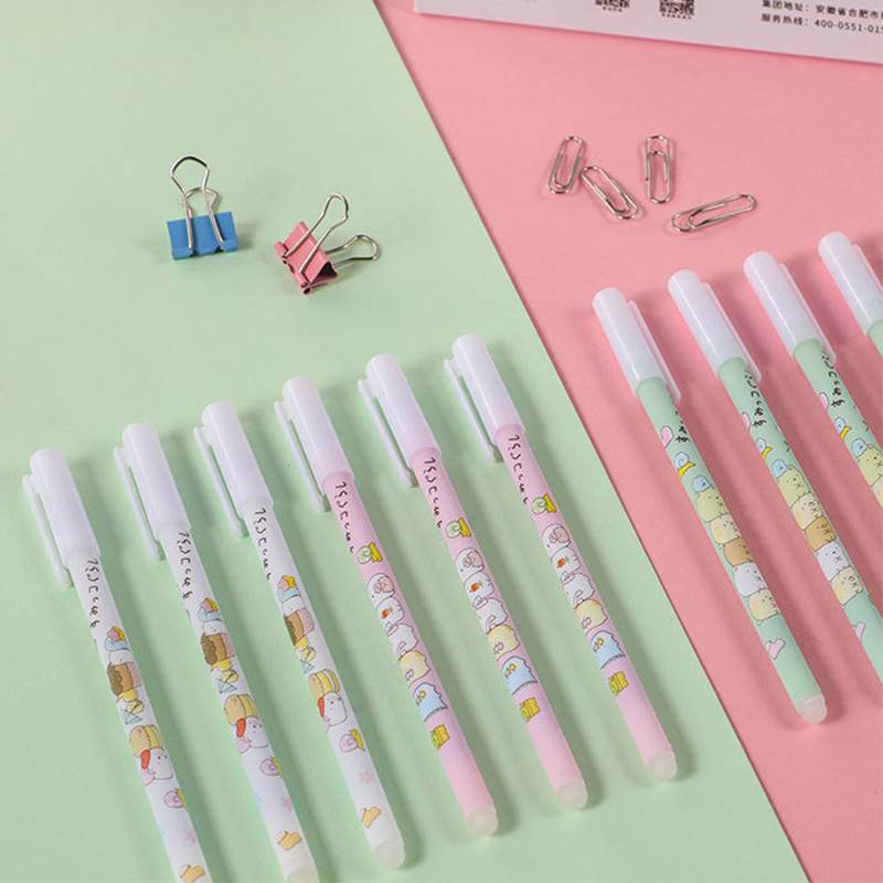 BÚT BI MA THUẬT , VIẾT XONG XÓA ĐƯỢC 3Pcs/Set Cute SUMIKKO GURASHI Gel Pen Erasable Pen Kawaii animal Neutral Pen 0.5mm Black Blue Ink Pen For Kids Gifts School Office Stationery Supplies