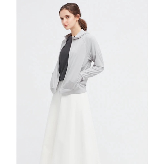 Áo khoác Uniqlo chống nắng chống tia UV có khóa kéo vải mắt lưới AIRism đặt hàng trực tiếp từ Nhật Bản - Màu Gray (xám)