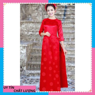 [ HÀNG CAO CẤP ] Áo dài truyền thống gấm Thái Tuấn màu đỏ