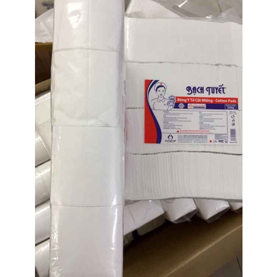 Bông Gòn cắt miếng Sẵn Vệ Sinh cho bé 7x7, 10 x 10 - Chính hãng Bông Bạch Tuyết