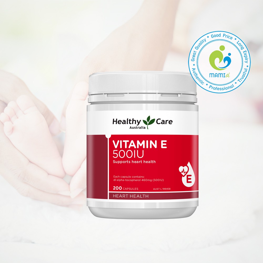 Viên uống (200v) hỗ trợ tái tạo, làm đẹp da và tóc, cho người từ 12 tuổi Healthy Care Vitamin E 500IU, Úc