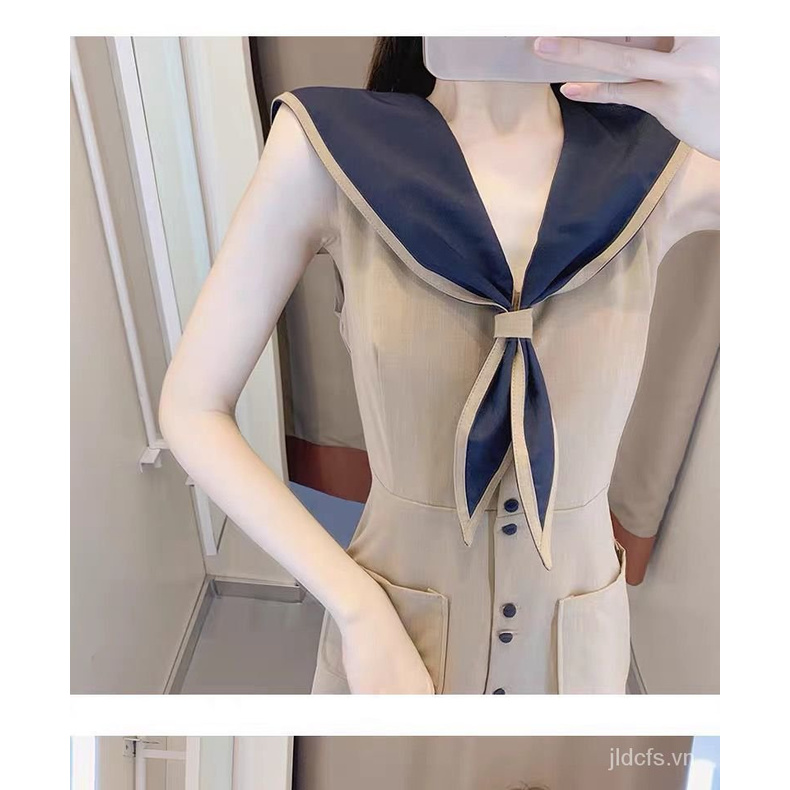 Đầm Midi Cổ Thủy Thủ Thời Trang Mùa Hè Pháp Cổ Điển Dành Cho Nữ 2021 | BigBuy360 - bigbuy360.vn