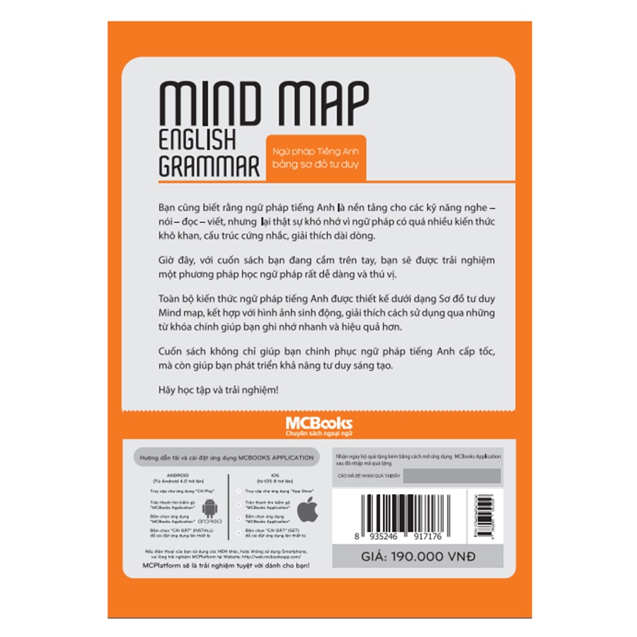 Sách - Mindmap English Grammar - Ngữ Pháp Tiếng Anh Bằng Sơ Đồ Tư Duy Cho Người Học Căn Bản - Học Kèm App