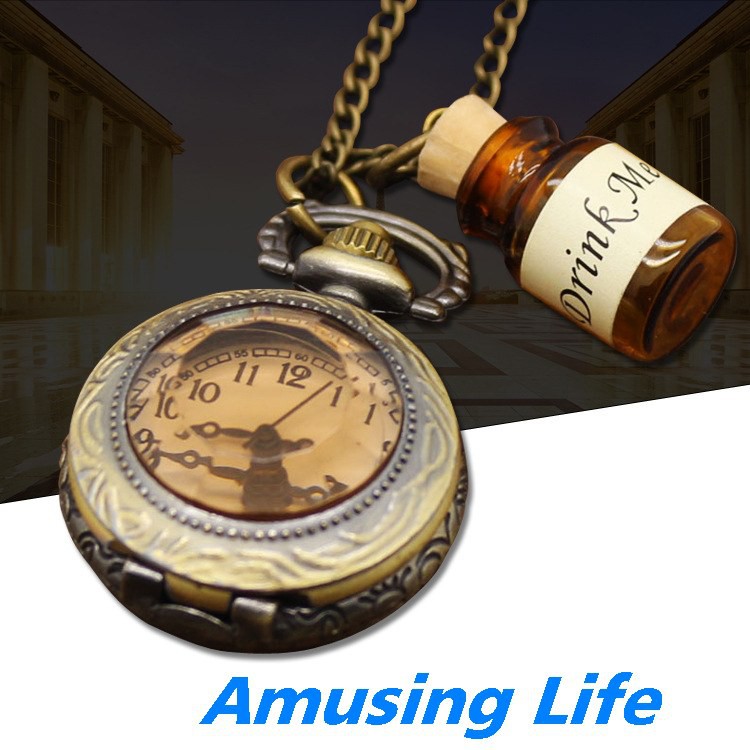 Quartz Pocket Watch Ebay Thương Mại Nước Ngoài Bán Mori Alice Uống Me Chai Có Nhu Cầu Quà Tặng Sáng Tạo Đồng Hồ Bỏ Túi