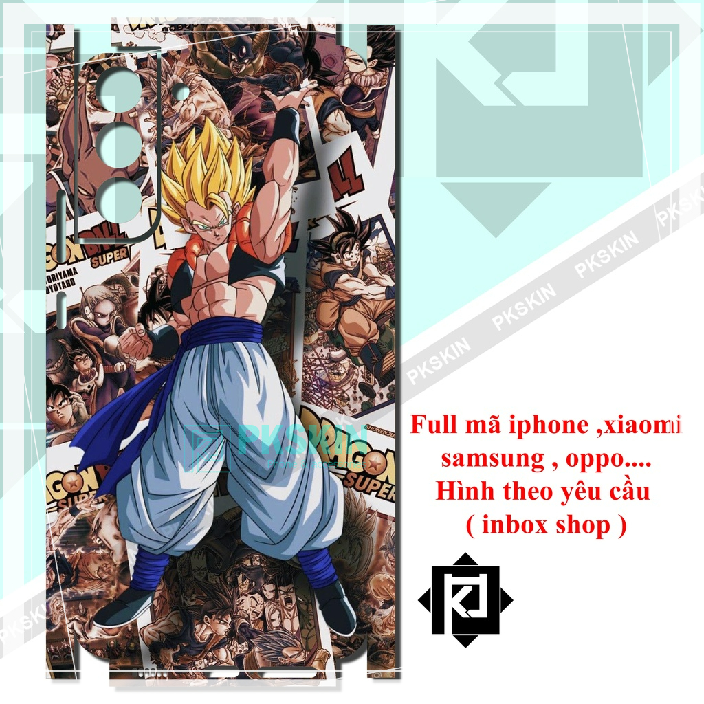 Miếng dán skin full lưng viền samsung s22, s22 plus ,s22 ultra , s20 , s20 plus, s20 ultra in hình dragon ball