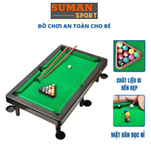 Bàn Bida Mini - Bàn Bi A Mini giá rẻ Cỡ Lớn 55x33x15cm cho trẻ em và người lớn, Mặt bàn Nỉ không bong - Bi Đánh Số 6 LỖ.