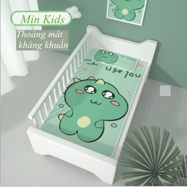 Chiếu ĐIều Hoà Cho Bé 5D Lụa Tencel Thoáng Mát Hình Khủng Long - Mịn Kids