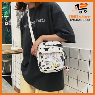 Túi đeo chéo bò sữa vải Canvas, có lót trong TCMN04