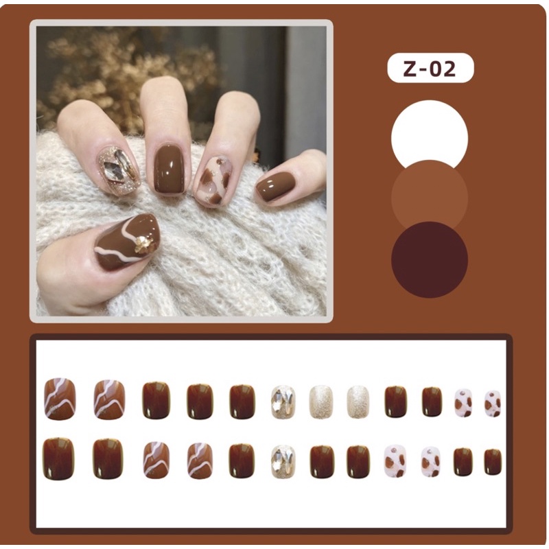 Sét 24 móng giả gắn móng nailbook(tặng kèm keo +dũa mini)