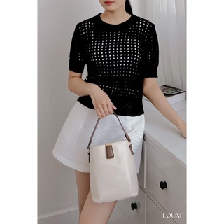 Áo thun len mềm đục lỗ croptop