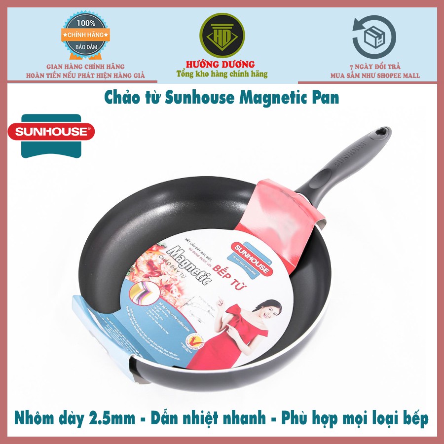 Chảo từ sử dụng mọi loại bếp chống dính Sunhouse Magnetic Pan SHM đủ size từ 18-30