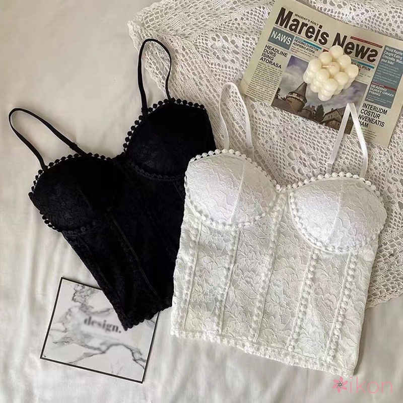 Áo Hai Dây Có Mút Đệm Ngực Phối Ren Quyến Rũ Dành Cho Nữ