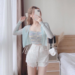 Áo Cadigan len mỏng phong cách Hàn Quốc