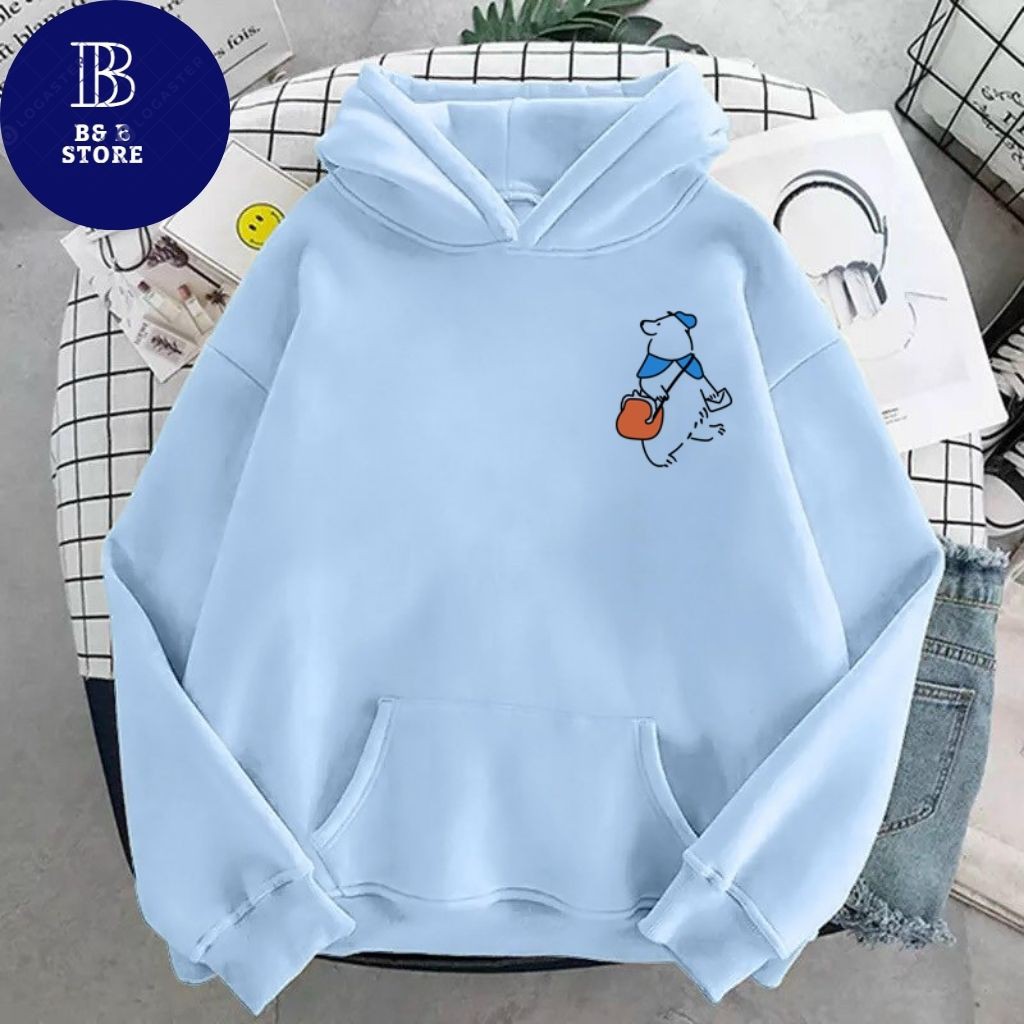 ÁO KHOÁC HOODIE NỈ UNISEX IN GẤU TUYẾT SIÊU ĐẸP ÁO KHOÁC FORM RỘNG NAM NỮ