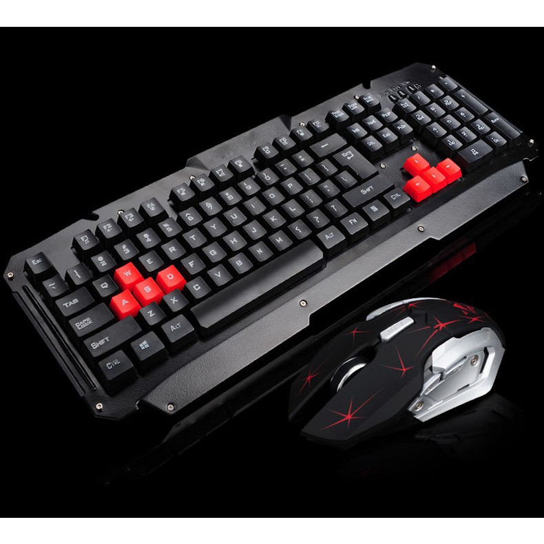 Bộ Bàn Phím Và Chuột Kim Loại Không Dây Free Wolf HK1600 Siêu Đẹp, Siêu Ngầu