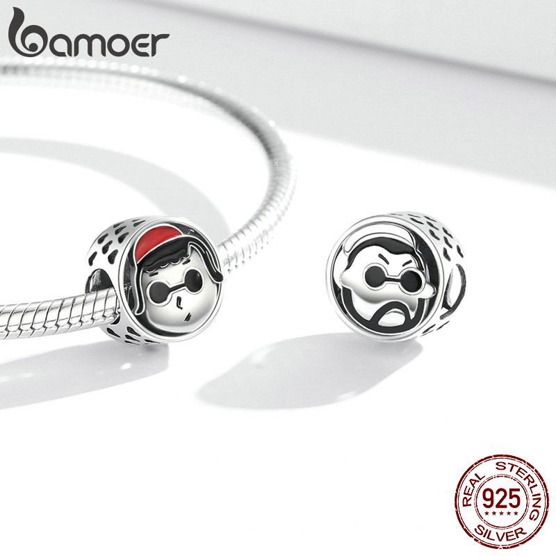Hạt phụ kiện Bamoer Scc1991  bạc 925 họa tiết hoạt hình bé trai thời trang quyến rũ dùng làm vòng tay thủ công