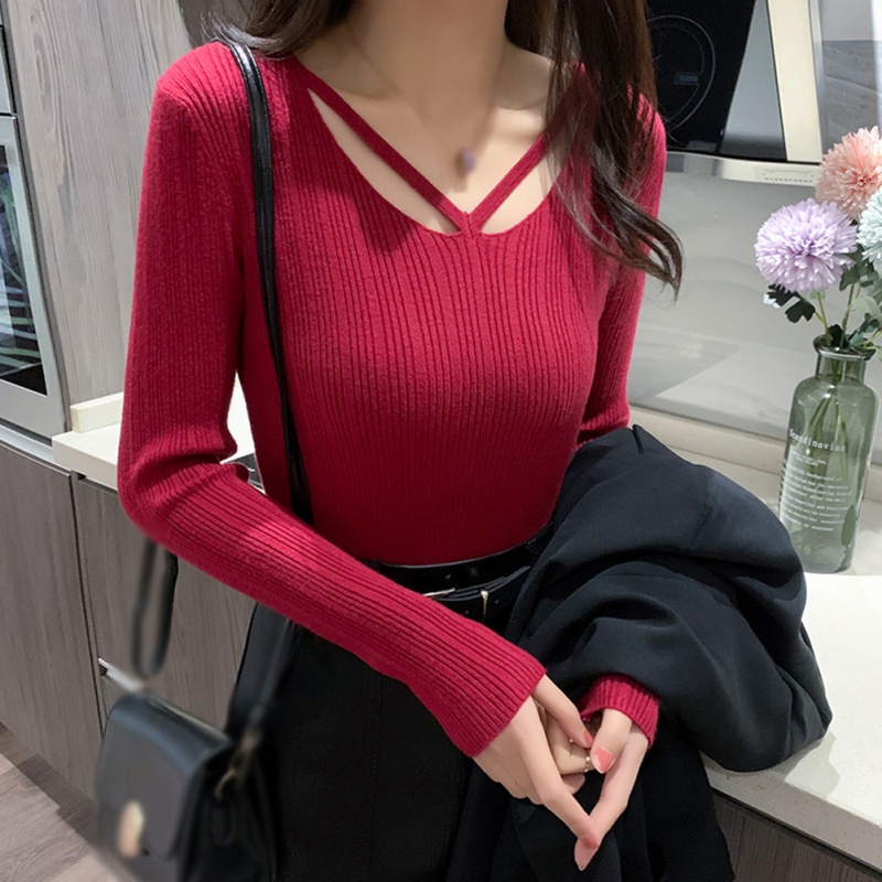 Áo Dệt Kim Tay Dài Màu Sắc Đơn Giản Dành Cho Nữ