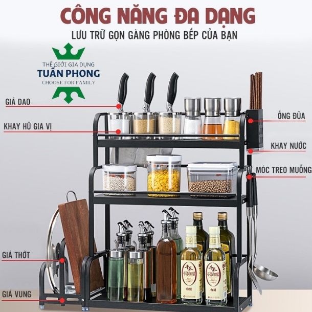 Kệ Đựng Gia Vị 2,3 Tầng Sơn Tĩnh Điện Đa Năng,Giá Để Chai Lọ Tiện Ích Đễ Dàng Vận Chuyển Tiết Kiệm Không Gian Bếp | BigBuy360 - bigbuy360.vn