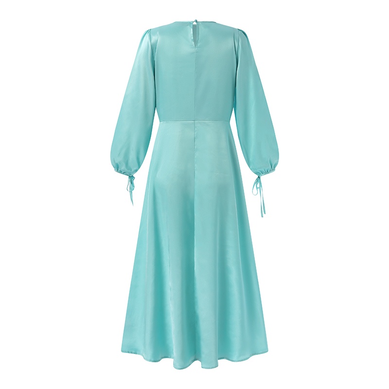 Zanzea Đầm Chữ A Tay Phồng Xếp Ly Thắt Dây Ruy Băng Kiểu Châu Âu Thanh Lịch Cho Nữ