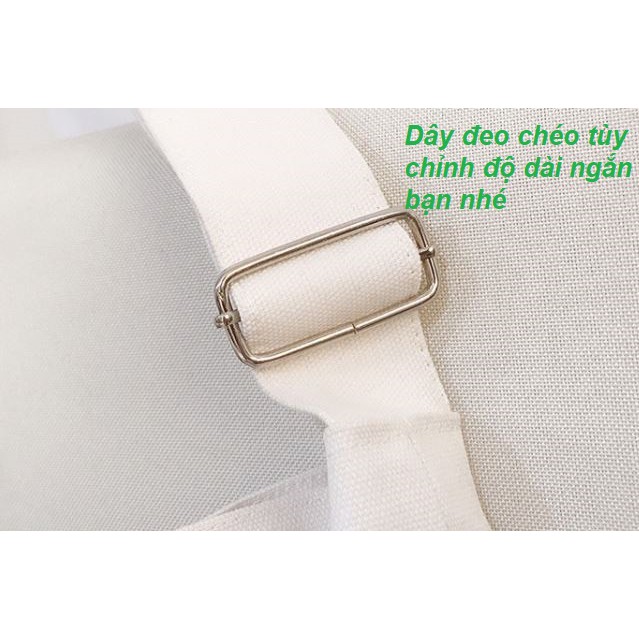 Túi nữ Tote Hàn Quốc vải Canvas dày ngăn chứa lớn kèm bé gấu dễ thương để được sách đồ