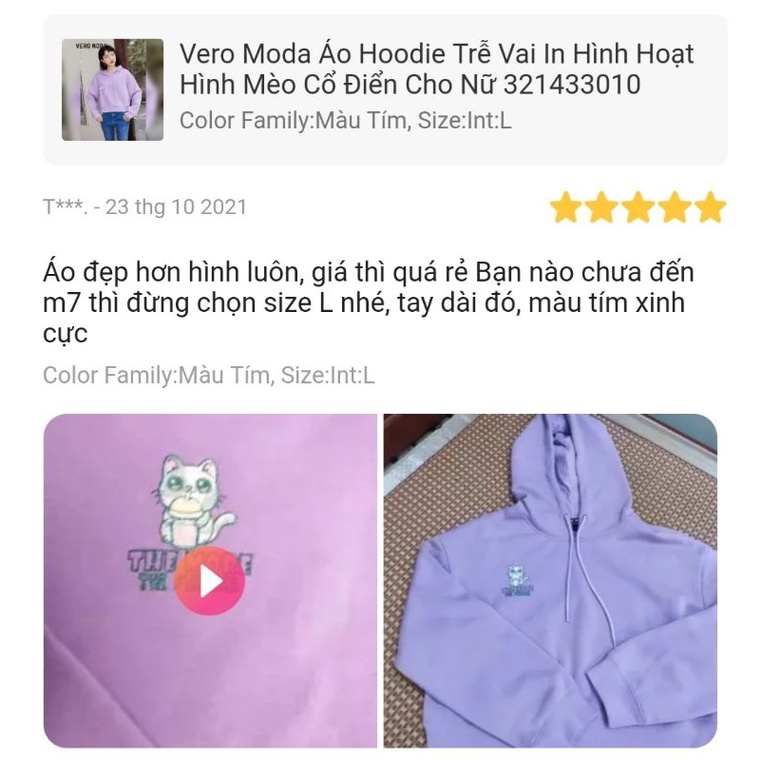 Thanh lý áo hoodie Vero moda màu tím size M