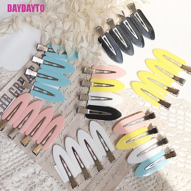 Set 4 Kẹp Tóc Kim Loại Không Đường May Dễ Thương Cho Nữ