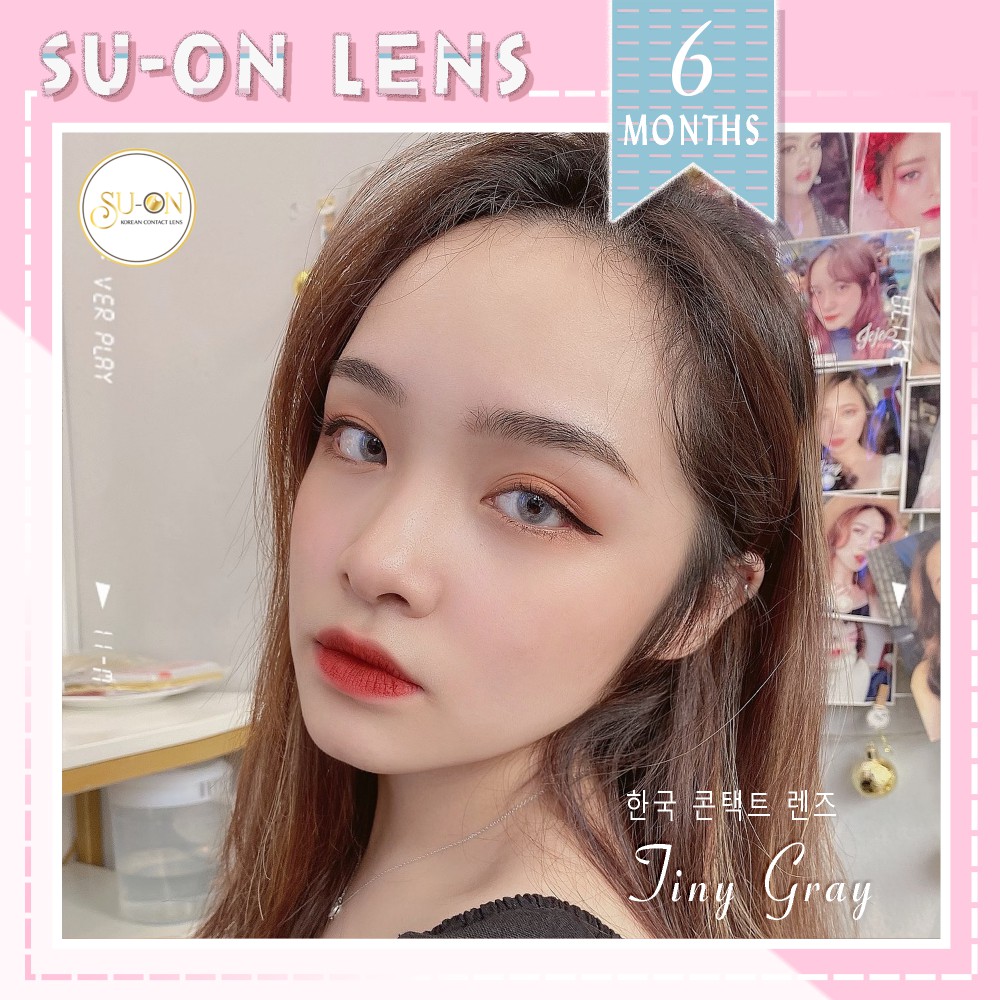 Lens xám tây TINY GRAY, kính áp tròng Hàn Quốc chính hãng 14,2mm, lens cận 6 tháng