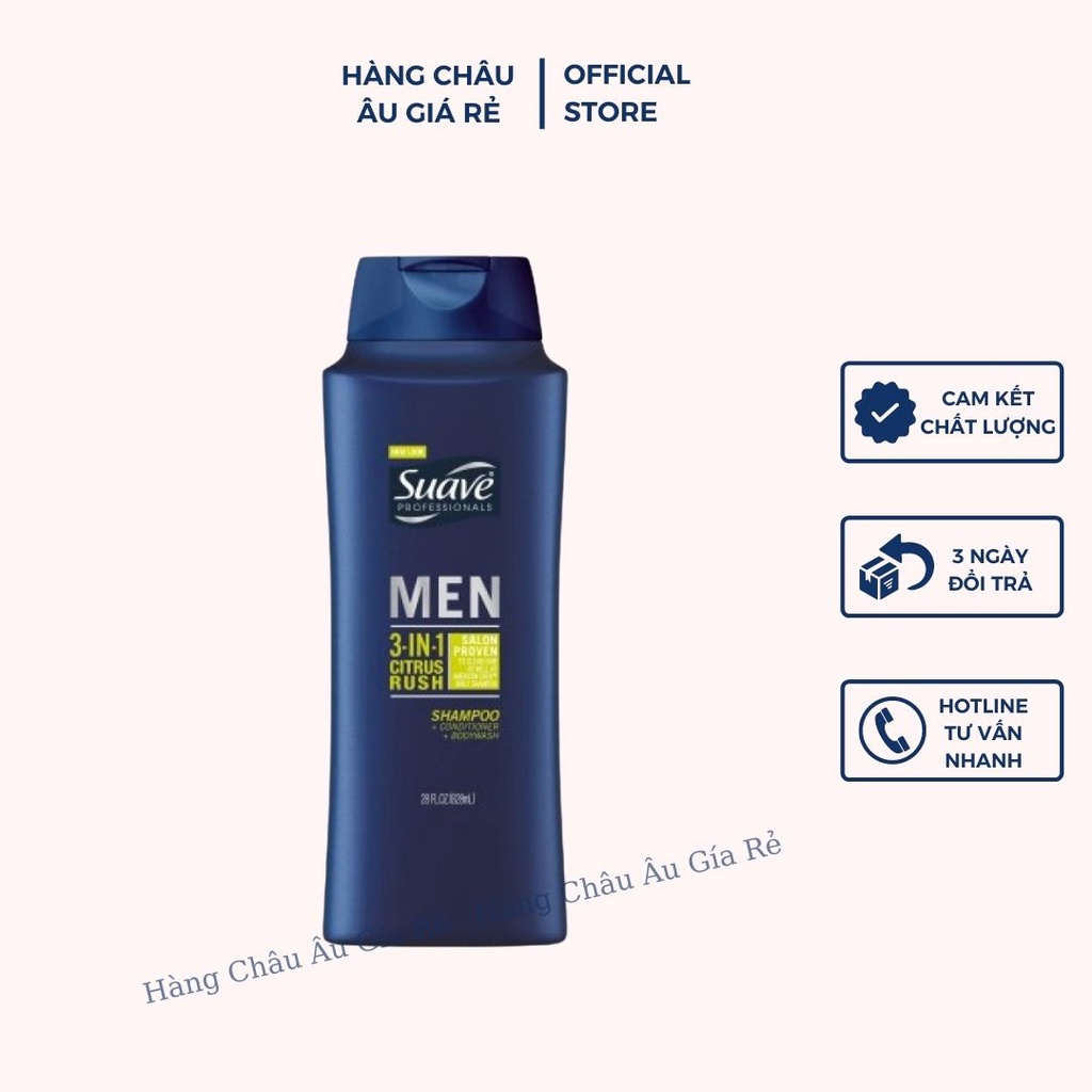 Sữa Tắm Gội Nam Suave Men 3in1 828ml, Dành Cho Nam