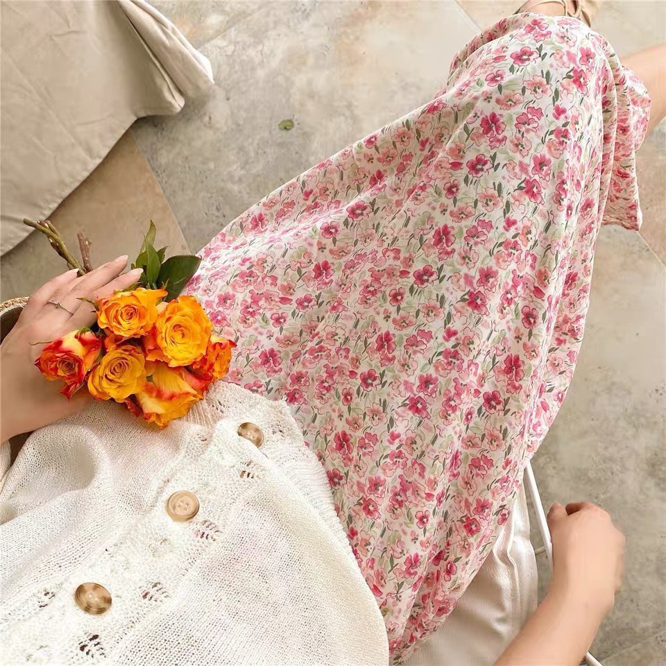 Chân váy hồng floral phong cách Hàn Quốc | BigBuy360 - bigbuy360.vn