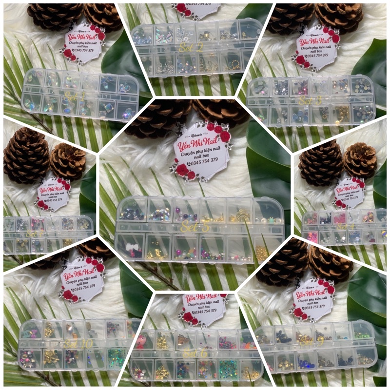 PHỤ KIỆN TRANG TRÍ MÓNG SET 12 Ô PHỤ KIỆN