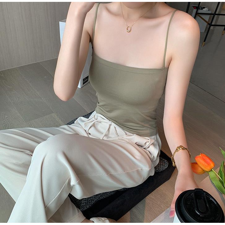 Áo Lót Lụa Mỏng Hai Dây Hở Lưng Thời Trang Mùa Hè Dành Cho Nữ