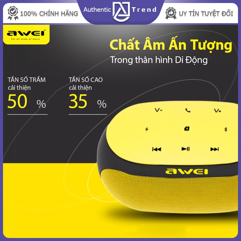 Loa Bluetooth Awei Y200 Nhỏ Gọn - Chất Âm Hay - Điều Khiển Cảm Ứng - Loa Di Động Hỗ Trợ Mic Đàm Thoại, AUX, Thẻ Nhớ