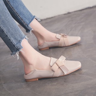 ORDER giày bệt da mềm thắt nơ