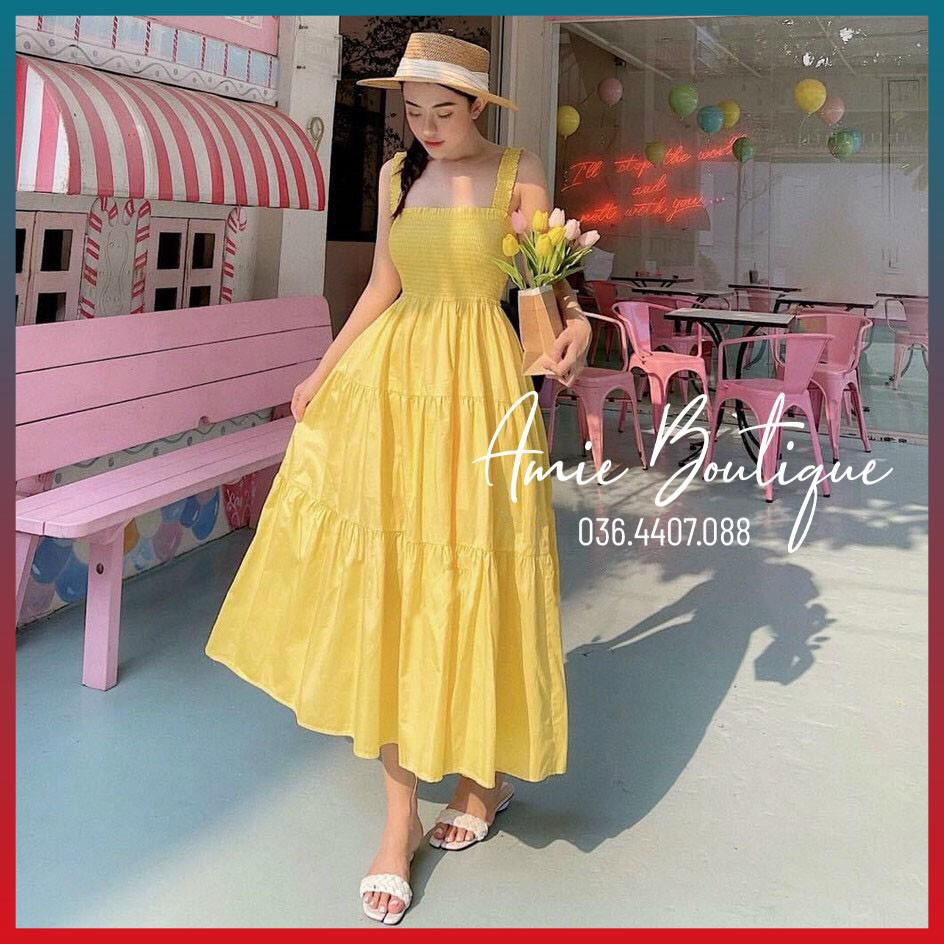 Váy Nữ Đầm Maxi Chun Đi Biển Đầm Xòe Nữ Dáng Ôm Phong Cách Nữ Tính | BigBuy360 - bigbuy360.vn