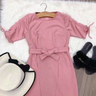 ĐẦM BODY ĐẮP CHÉO CỘT NƠ EO D0887125