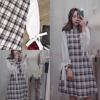 ĐẦM CARO XOÈ PHỐI TAY TRẮNG