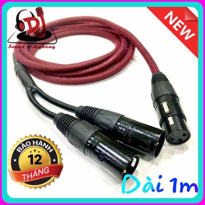 dây Jack chia canon cái ra 2 đầu Jack canon đực dài 1m Jack canon Jack 6 ly