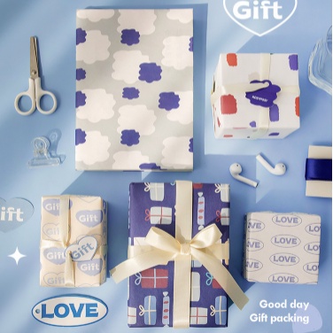 Giấy gói quà bộ 3 tấm hoạ tiết dễ thương Rosy posy size 70x50cm | BDG003