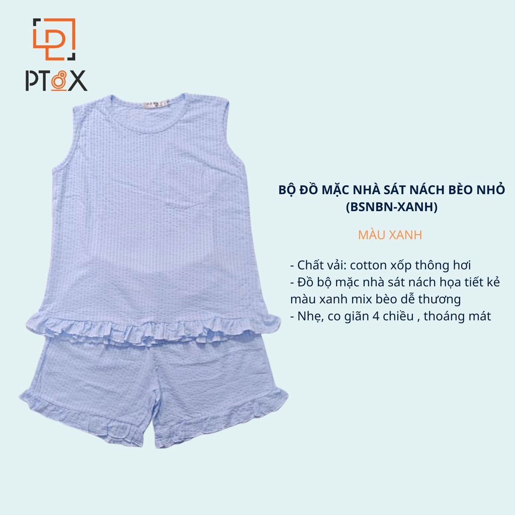 Đồ bộ nữ mặc nhà sát nách mix bèo phối túi ngực chất cotton xốp thông hơi thoáng mát cao cấp PT8X
