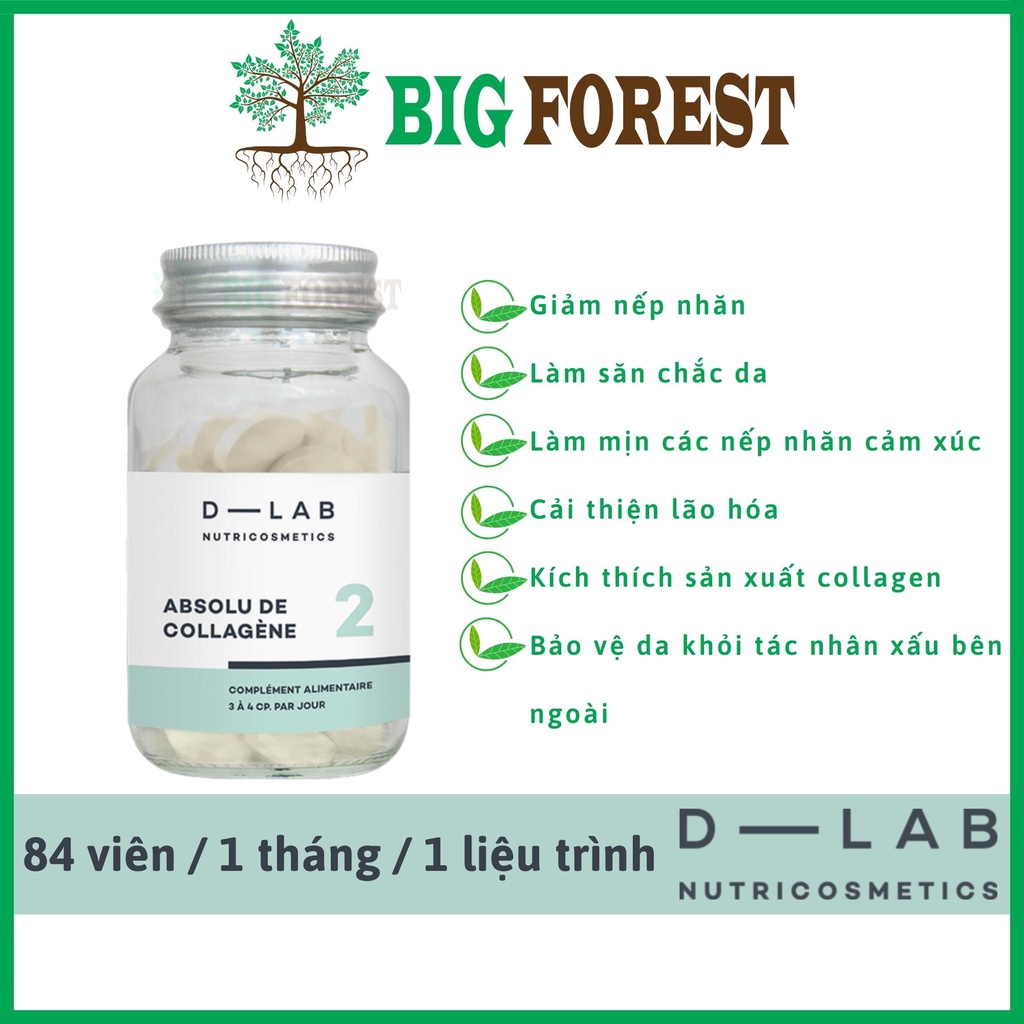 Viên uống Collagen, Giảm nếp nhăn, Ngăn chặn Lão hóa - Pure Collagen - Absolu De Collagène [D-LAB Pháp]