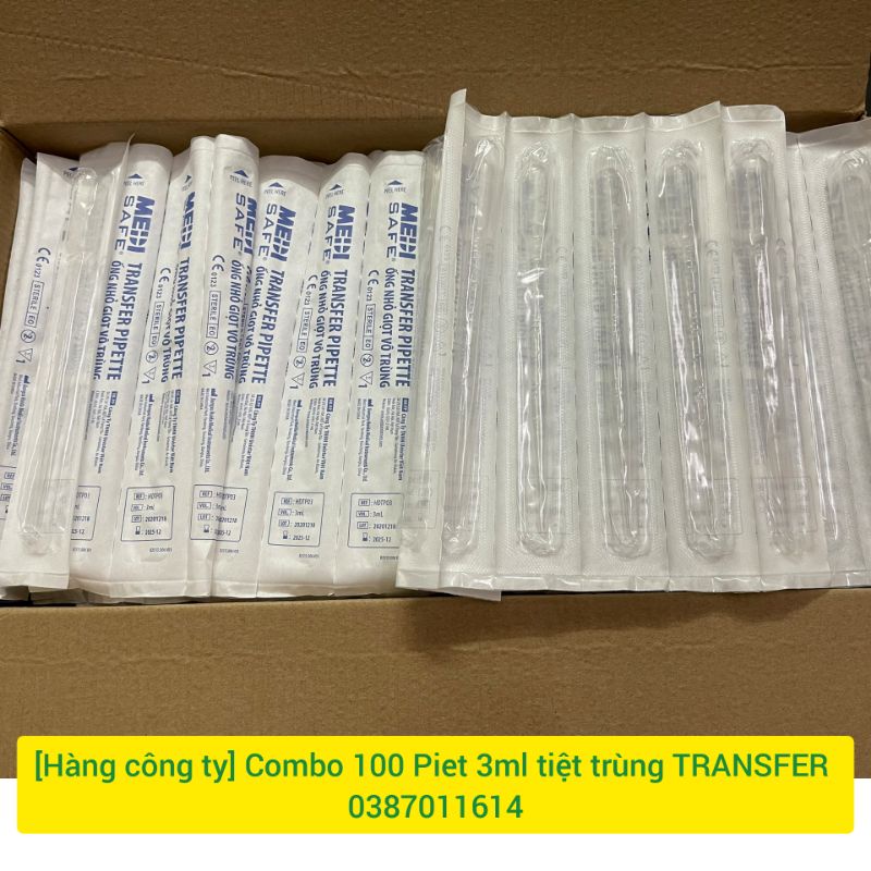 Combo 100 pipet tiệt trùng 3ml TRANSFER