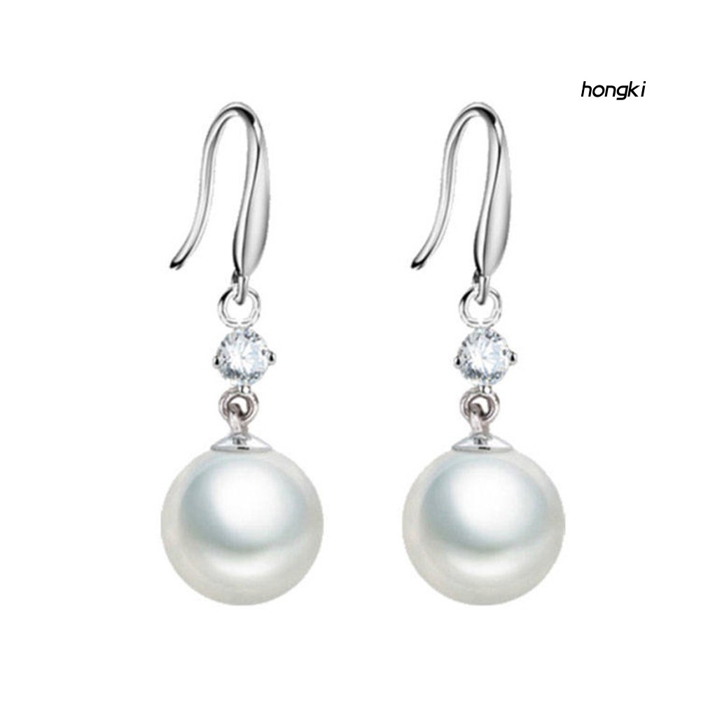 Đôi Bông Tai Dáng Dài Đính Ngọc Trai Nhân Tạo Thời Trang Cho Nữ