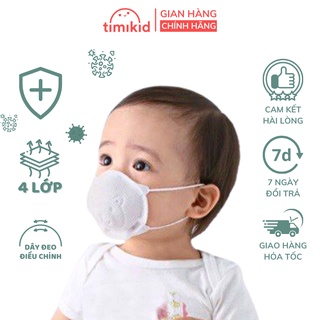 Set 3 Khẩu Trang Gấu 3D Kháng Khuẩn UniMask Xuất Nhật Cho Bé Từ 0