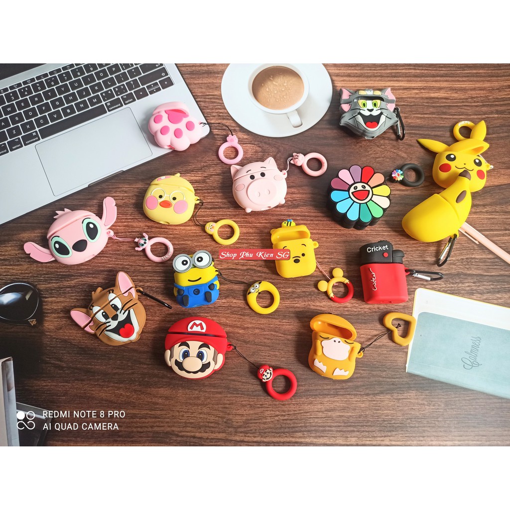 Vỏ Ốp Airpod Đựng Tai Nghe Airpods 1 2 Hình Thú Nhiều Mẫu Dễ Thương Chất Liệu Silicon Chống Va Đập [FREESHIP]